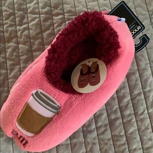 Pink fuzzy slipper socks